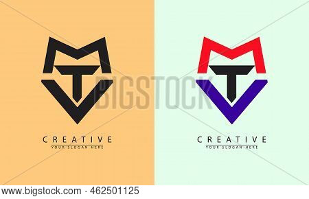 Abstract Letter T Logo Icon. Simple Elegant Tmv Letter Icon Logo Vector. Great For Industrial, Compa