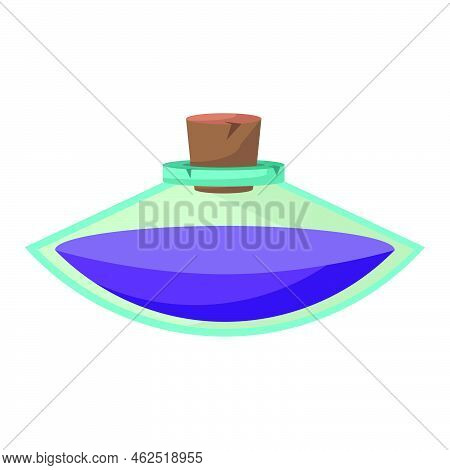 Game Icon Of Bottle With Poison Or Elixir. Cartoon Container For Health Or Energy. Magical Liquid In