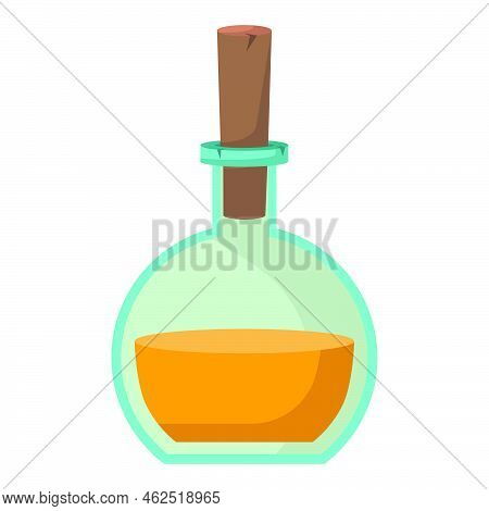 Game Icon Of Bottle With Poison Or Elixir. Cartoon Container For Health Or Energy. Magical Liquid In