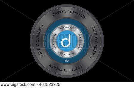 Image Of Datum Coin Virtual Currency On A Digital Background. 3d Illustration