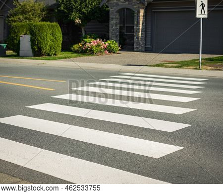 Zebra Crossing. Zebra Traffic Walk Way On A Street. Pedestrian Crossing, Asphalt Road Top View. Nobo