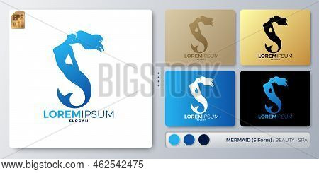 Mermaid Vector Illustration Minimal Logo Design. Blank Name For Insert Your Branding. Designed With 