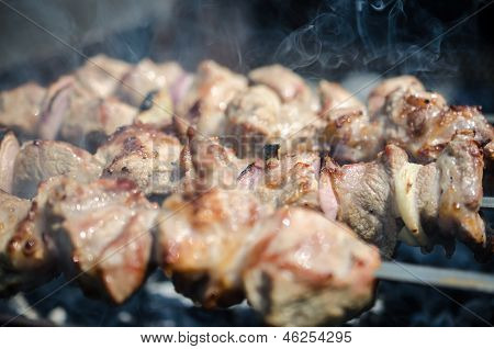 Grillet kød