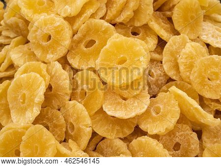 Slices Of Dehydrated Pineapple, Dried Fruit And Organic