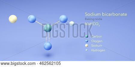 Sodium Bicarbonate, Molecular Structures, Baking Soda, 3d Model, Structural Chemical Formula And Ato