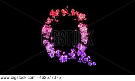 Fancy Luxury Brilliants Font, Red And Pink Letter Q, Isolated - Object 3d Rendering