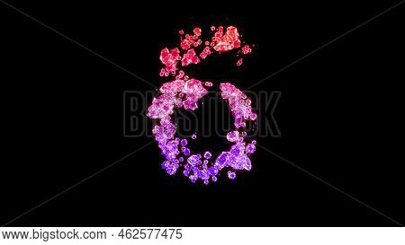 Fancy Glamorous Gems Font, Red And Rose Number 6, Isolated - Object 3d Rendering