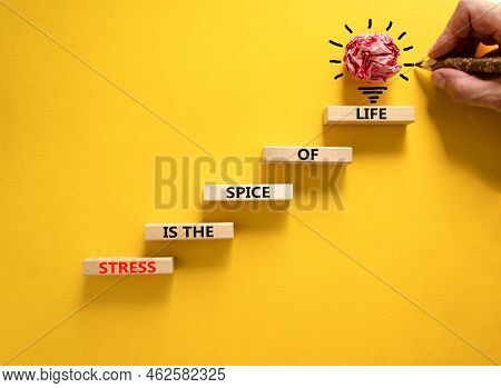 Stress Spice Of Life Symbol. Concept Words Stress Is The Spice Of Life On Wooden Blocks. Businessman