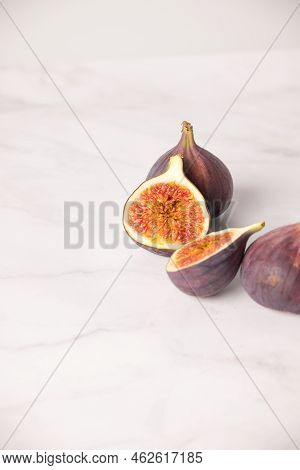 Figs On A White Background, Figs In Section