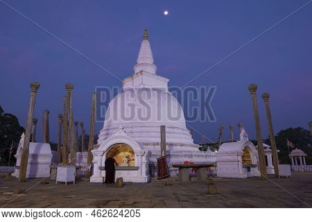 Anuradhapura, Sri Lanka - February 06, 2020: Evening Twilight At Ancient Thuparama Dagoba