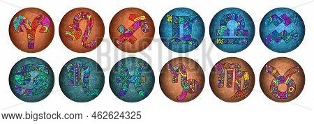 Zodiac Zentangle Signs. Zentangle Zodiac Symbols. Zentangle  Astrological Signs. Virgo, Aquarius, Li