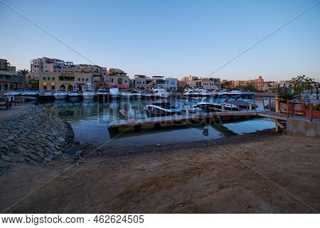 El Gouna, Hurghada, Red Sea Governorate, Egypt- September 13 2022: Abu Tig Marina In El Gouna, Egypt