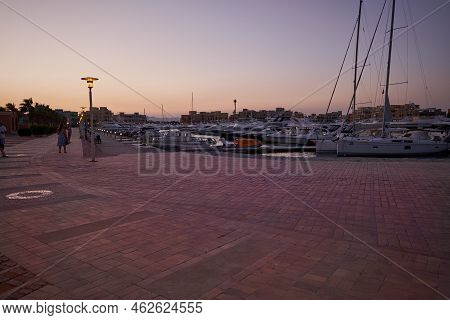 El Gouna, Hurghada, Red Sea Governorate, Egypt- September 13 2022: Abu Tig Marina In El Gouna, Egypt