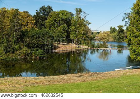 Auderghem, Brussels Capital Region - Belgium - 09 20 2020  Scenic Landscape View Over The Ponds Of T