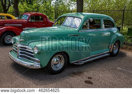 Falcon Heights, Mn - June 18, 2022: High Perspective Front Corner View Of A 1948 Chevrolet Stylemast