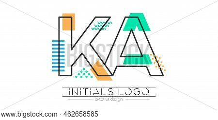 Letters K And A. Merging Of Two Letters. Initials Logo Or Abbreviation Symbol. Vector Illustration F