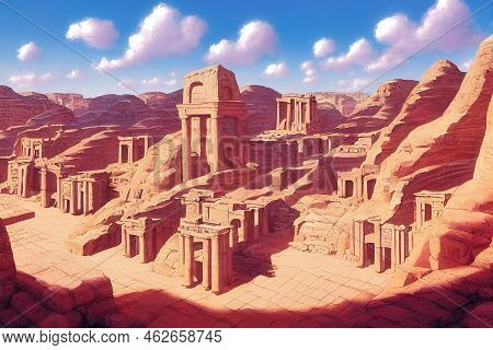 Cartoon Drawing Petra An Ancient City The Capital