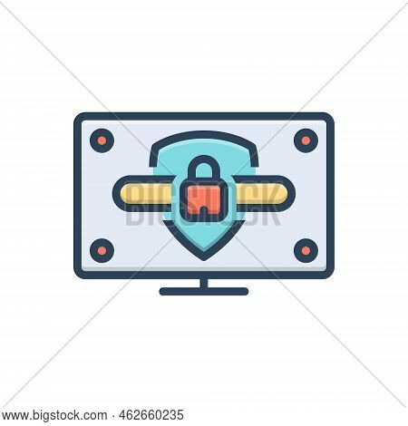 Color Illustration Icon For Safer Protected Secure Internet Browser Data Website Cyber-security Priv