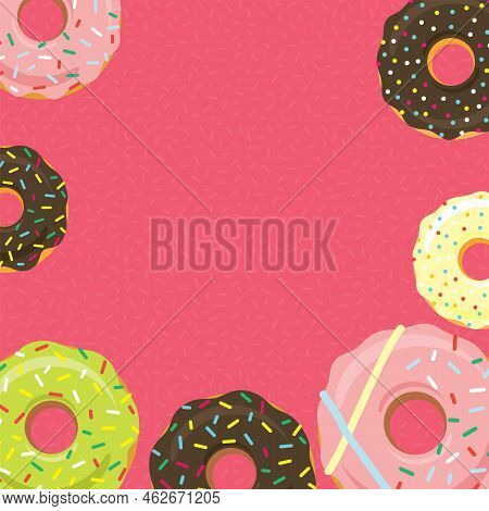 Sweet Icing Donuts Menu Flat Style Background
