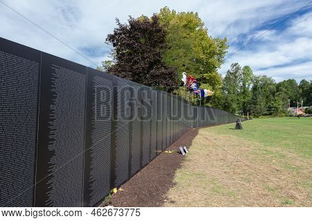 Carmel, Ny, Usa - Sept 24, 2022: A 3/5 Scale Replica Of The Vietnam Memorial Wall In Washington Dc W