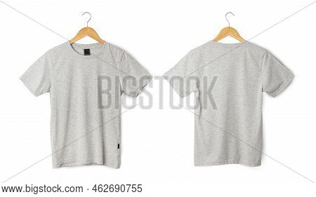 Gray T Shirt Mockup Hanging, Realistic T-shirt.