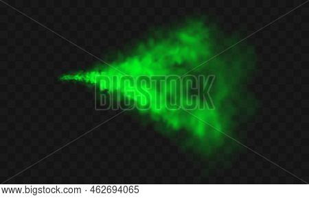 Green Smoke, Unpleasant Bad Smell, Toxic Gas Realistic Vector Illustration. Green Stink Cloud, Smog 