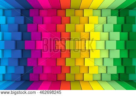 Colorful Nonuniform Boxes Abstract Background 3d Render Illustration