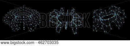 Vector Set Futuristic Glitch Turus Of Particles And Lines. Network Connection Big Data. Abstract Tec