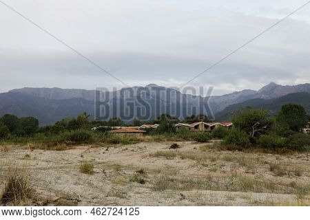 Golden Beach (skala Potamia) On The Greek Island Of Thassos During A Cloudy Summer Morning.