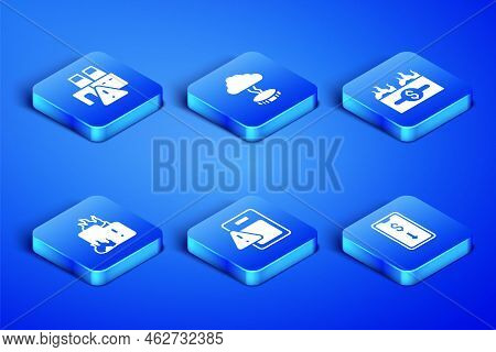 Set Mobile Stock Trading, Shutdown Of Factory, Global Economic Crisis, Fire Burning House, Storm And