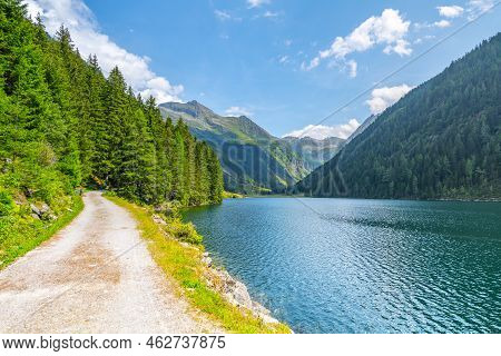 Idyllic Mountain Landscape At Riesach Lake, Schladminger Alps, Austria