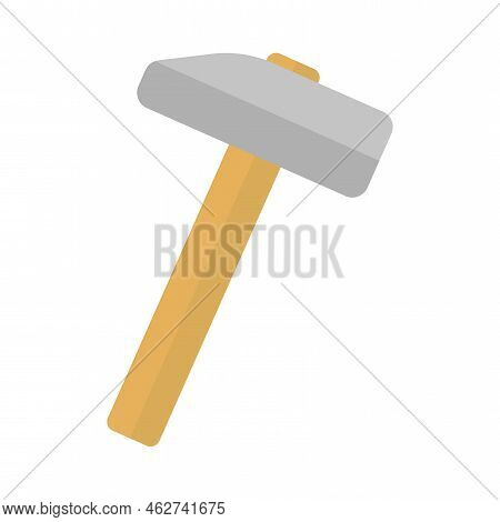 Hammer On White Background. Work Tool. Construction Concept. Vector Illustration. Stock Image. E