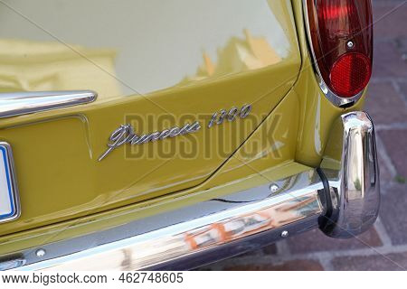 Monte Carlo, Monaco - 09 27 2022 : Vanden Plas Princess 1300 Logo Brand And Text Sign On Vintage Cla