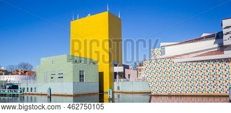 Groningen, Netherlands - February 13, 2021: Panorama Of The Modern Museum In Groningen, Netherlands