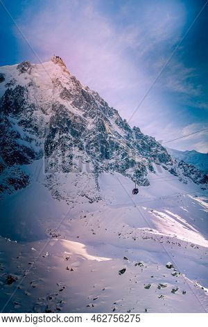 Cable Car To Aiguille Du Midi Mountain Top Station, Sunset View, Chamonix, France