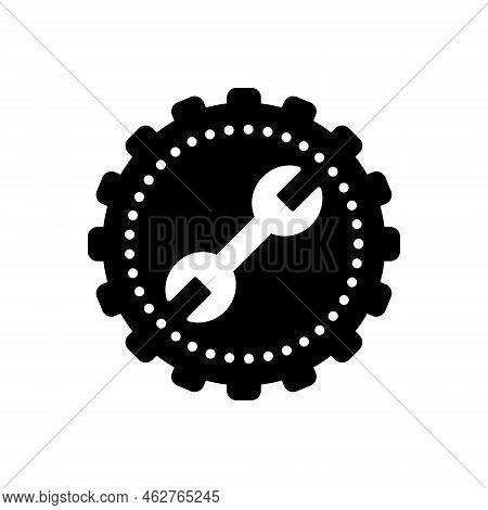 Black Solid Icon For Config Spanner Config Gear Adjustment Application Fix Machinery Repair