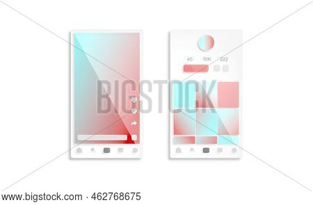 Content And Profile Grid Interface Frame Mockup Set, Isolated, 3d Rendering. Video Blog Or Channel W