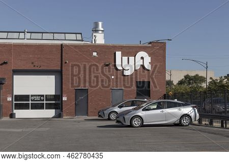 Chicago - Circa October 2022: Lyft Driver Center. Lyft Offers Ride-hailing, Vehicles For Hire, Renta