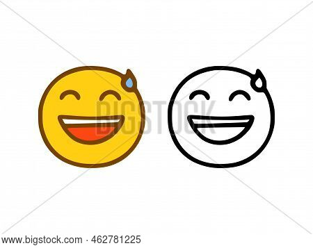 Laughing Emoticon In Doodle Style Isolated On White Background