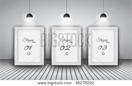 Elegant infografik designskabelon med shopfront elementer. lampe med retningsbestemt spot lys og 
