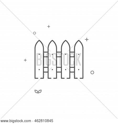 Wood Garden Fence Simple Vector Line Icon. Symbol, Pictogram, Sign Isolated On White Background. Edi
