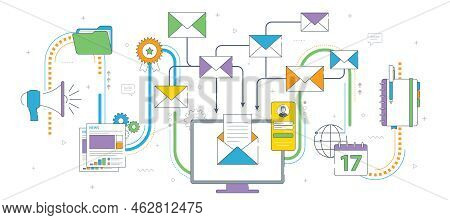 E-mail Message On Screen In Computer. Newsletter And E-mail Subscribe, E-mail Marketing, Internet Ad