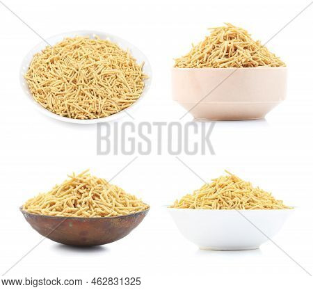 Indian Namkeen Food Collection Aloo Sev Also Know As Namkin And Nimco A Popular Crisp Savory Snack M