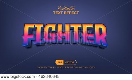 Fighter Text Effect Colorful Style. Editable Text Effect.