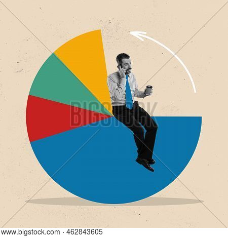Concept Of Business Marketing. Contemporary Art Collage About Cost Structure, Target Market, Conpeti