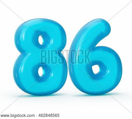Blue Jelly Digit 86 Eighty Six Isolated On White Background Jelly Colorful Alphabets Numbers For Kid
