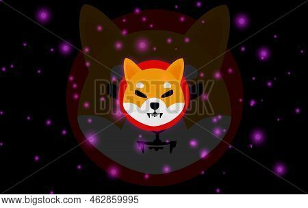 Shiba Virtual Currency Visuals On A Colorful Background. 3d Illustrations.