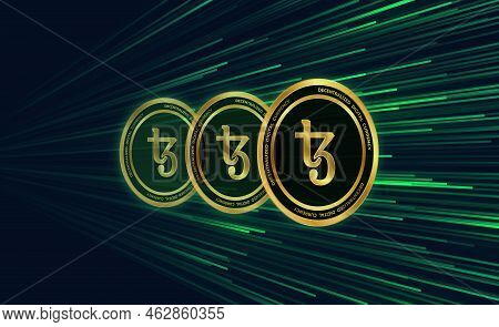 Tezos-xtz Virtual Currency Images. 3d Drawings. Coin Logo
