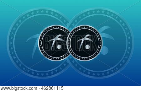 Fusion Virtual Currency Images. 3d Illustrations. Coin Logo
