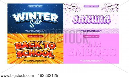 Bundle Of Editable Text Effect Design Vector. Set Of Editable Text Effect Design. Modern Editable Te